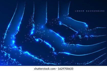 Abstract blue particles wave background