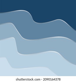 Resumen de fondo azul pastel con ondas de papel y efecto plateado para el diseño de banner, invitación, afiche o sitio web. Estilo de corte de papel, imitación de efecto 3d, espacio para texto, ilustración vectorial