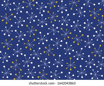 Abstract blue pattern with floral or star motive. Design wallpaper.