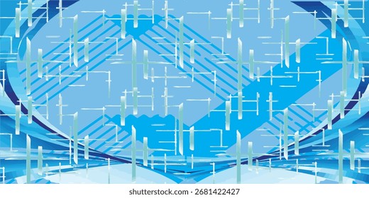 Padrão azul abstrato com design de linhas e formas geométricas