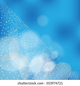 Abstract blue pattern, geometrical ornament background with sparkles. Vector illustration. 