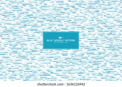 Abstract blue pattern of hand drawn doodle pattern design decorative background. Use for ad, poster, artwork, template design, print. illustration vector eps10