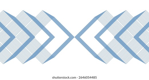 Abstract Blue Pattern with Layered Lines and Mirrored Symmetry, Perfect for Modern Backgrounds, Graphic Design, and Digital Art Compositions