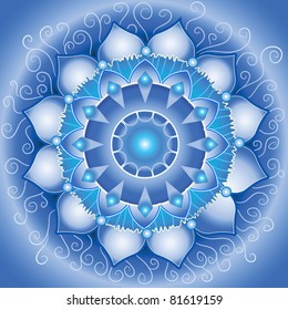 abstract blue pattern, mandala of vishuddha chakra vector