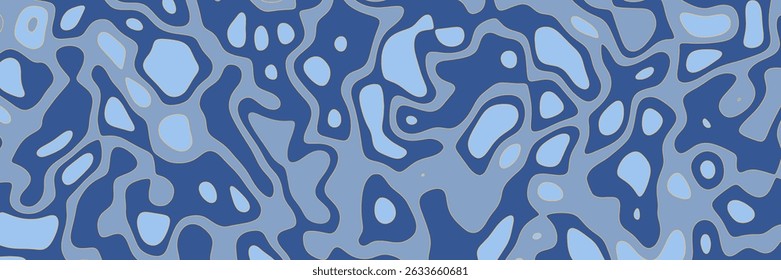Abstract blue pattern with organic shapes and fluid lines in a contemporary design