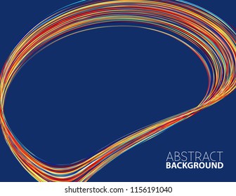 Abstract blue pattern with thin strips color frame. Full round shape into Clipping Mask