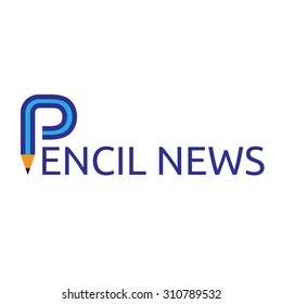 Abstract blue pencil logo template. EPS 10 vector illustration, no transparency