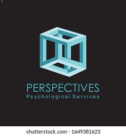 Cubo de diseño del logotipo de perspectiva azul abstracto