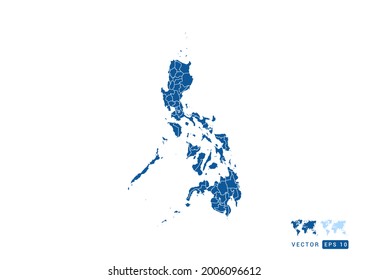 Abstract blue Philippines map vector on white background.