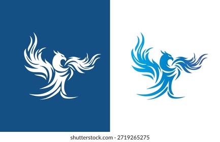 abstrato azul phoenix logotipo pássaro, silhueta de ilustrações simples grande fantasia pássaro vetor