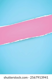 Abstract blue and pink background. Torn paper style background. Banner for advertise product on website. Space for text. Vector illustration.