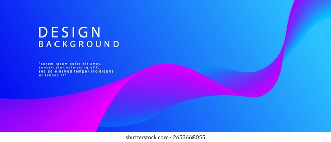 Abstract blue and pink banner template. Minimalist vector wavy solid line background with text for social media covers and headers.