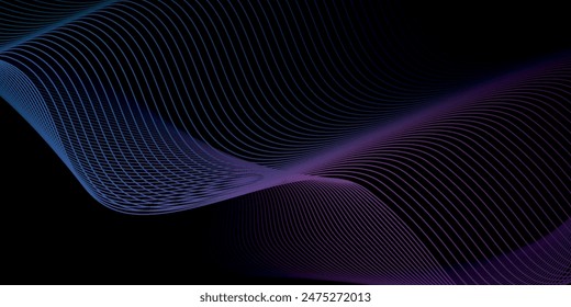 Abstractas azul y rosa líneas onduladas de flujo de fondo. Línea ondulada de tecnología digital. Mínimo Vector de Anuncio