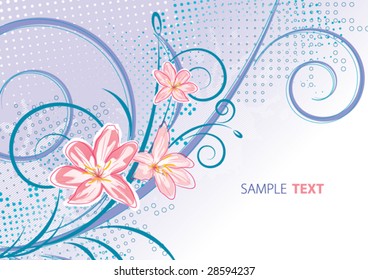 Abstract blue and pink flower