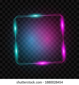 Abstract blue and pink frame, neon border, isolated vector illustration.