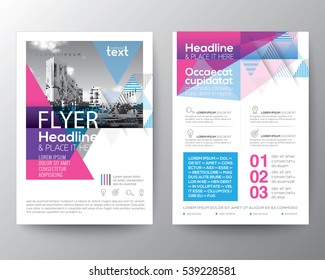 Abstract Blue And Pink Geometric Background For Poster Brochure Flyer Design Layout Vector Template In A4 Size