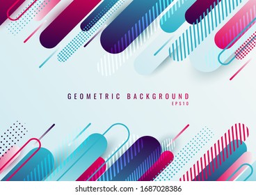 Patrón diagonal de línea redondeada geométrica, azul y rosa abstracto sobre fondo blanco. Ilustración del vector
