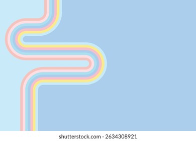 Abstract blue and pink, geometric semicircle with striped line on a moving pattern background.