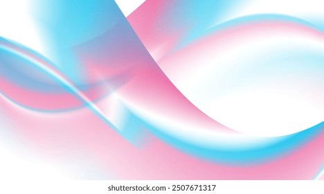 Abstract blue and pink glossy waves futuristic artistic background. Holographic retro vector design