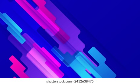 Abstract blue and pink gradient background with geometric dynamic shapes and sport speed motion element. Design for technology background, hi-tech, sport