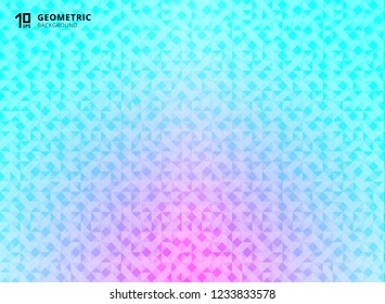 Abstract blue and pink gradient color geometric triangles pattern background and tecture technology concept. Vector illustration