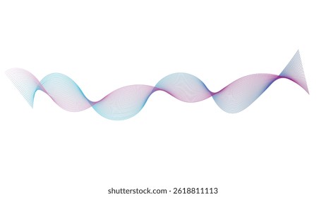 Abstract blue and pink gradient colorful smooth wave line on a white background. Abstract vector wavy lines flowing smooth curve colorful concept of technology, science, music, modern.	
