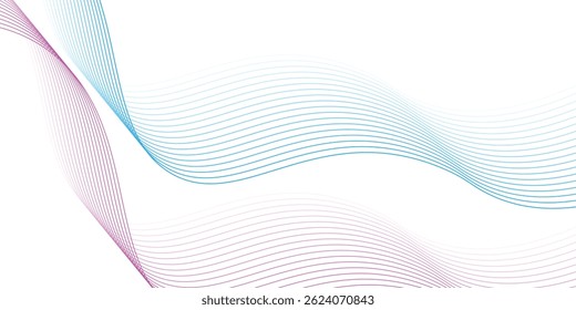 Abstractas gradiente rosa azul que fluye líneas ondulatorias sobre fondo blanco. Vector EPS10