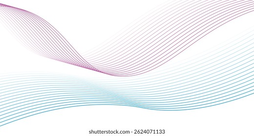 Abstract blue pink gradient flowing wave lines on white background. vector eps10