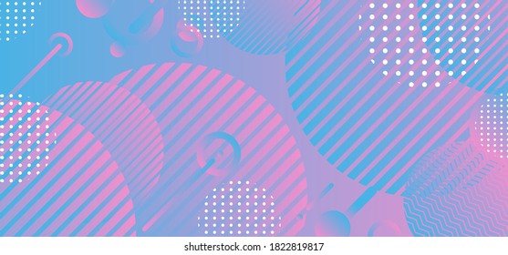Abstract blue and pink gradient geometric circle shape pattern background. Vector illustration