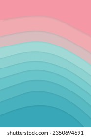 Abstract Blue and Pink gradient papercut background illustration. vector, 