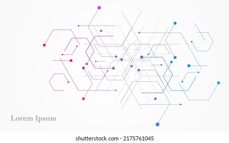 abstraktes blaues rosa Hexagon, Netzwerkbild, geometrischer Hintergrund, wissenschaftliche Technologie, medizinisches Konzept