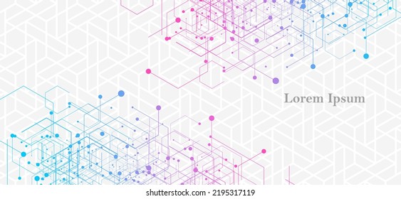 hexágono rosa azul abstracto, imagen de red, fondo geométrico, tecnología científica, concepto futurista