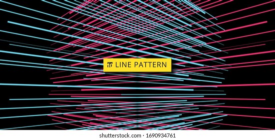Abstract blue and pink horizontal speed lines pattern perspective on black background. Vector illustration