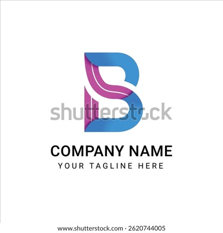 Abstract Blue and Pink Letter B Logo