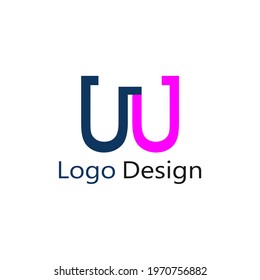 Abstract blue and pink letter W logo