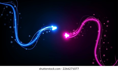 Efecto de movimiento de luz azul y rosa abstracto, ilustración vectorial