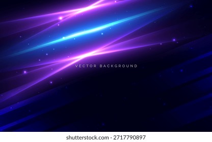 Abstrato azul e rosa raio de luz sobre fundo escuro. Conceito de velocidade de movimento. Ilustração vetorial