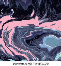 Abstract blue and pink marble texture background. Modern artwork paint swirls. For wallpapers, banners, posters, cards, invitations, website design. Vector illustration.