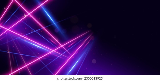 Abstract blue and pink neon diagonal glowing on dark blue background with lighting effect and sparkle. Vector illustration