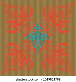 Abstract blue, pink and orange circle ornament. Muslim, East ornament, Indian ornament, Persian motif. Islamic oriental seamless pattern. Can be used for wallpaper, banner, wrapping, wedding card.