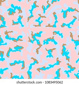 Abstract Blue and Pink Pattern with Fragments. Repetitive Decor Elements. Vector Illustration