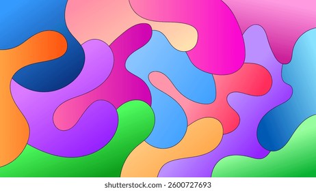 ABSTRACT BLUE PINK PURPLE GREEN ORANGE GRADIENT BACKGROUND SMOOTH LIQUID COLORFUL BLURRED WITH HAND DRAWN ORGANIC SHAPES DESIGN VECTOR TEMPLATE GOOD FOR MODERN WEBSITE, WALLPAPER, COVER DESIGN 