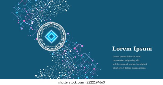 abstract blue pink round, ai artificial intelligence, geometric background, scientific technology, futuristic concept