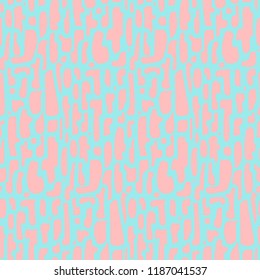 Abstract blue and pink seamless pattern with shapes in vertical rows. Trendy vector texture with misshaped rectangles for textile, wrapping paper, cover, surface, wallpaper