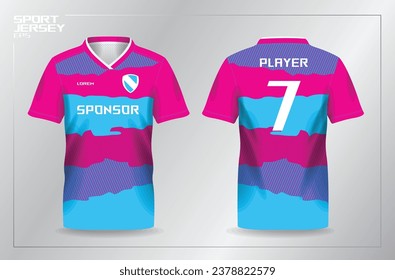 abstract blue and pink sport uniform for jersey mockup template