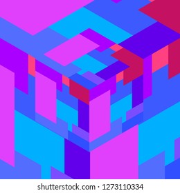 Abstract blue and pink square vector background for web.