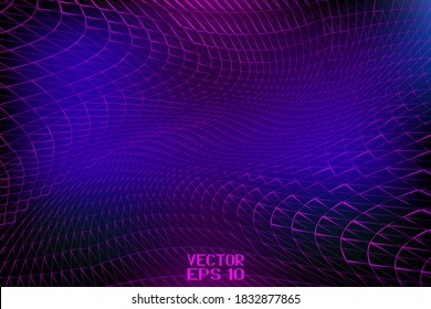 Abstract Blue and Pink Striped Pattern with Waves. Intertwined Texture Like a Vortex. Vector. 3D Illustration