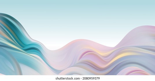 Abstract blue and pink swirl wave background. Flow liquid lines design element for gift, greeting card and disqount voucher. Vector Illustration pastel color