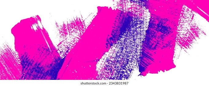 Abstract blue and pink vector background with paint strokes on white. Hand drawn winter illustration for design. Textured blue backdrop. Happy NewYear! 