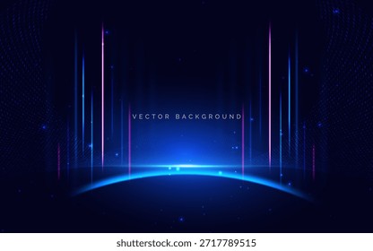 Luz de Vertical azul y rosa Abstractas sobre fondo oscuro. Concepto de movimiento de velocidad. Ilustración vectorial